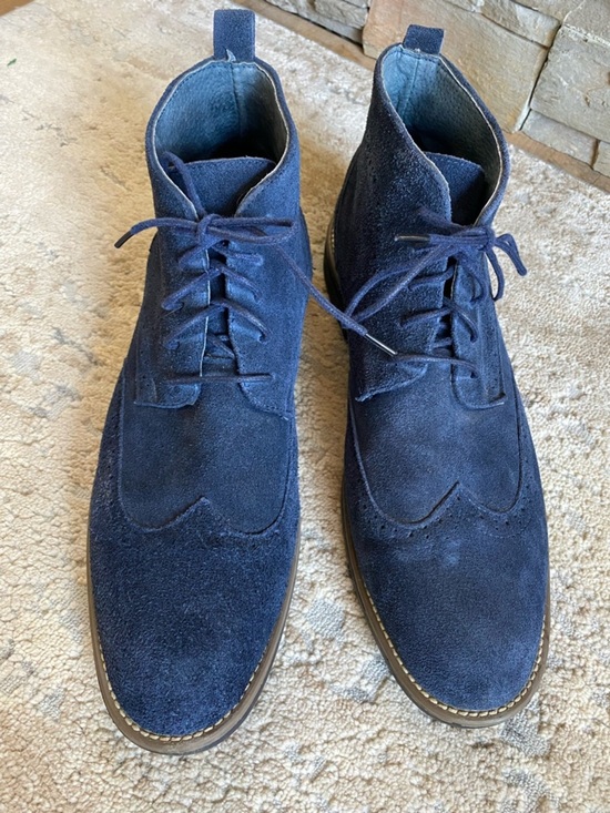 Bruno Marc Navy Blue Suede Leather Lace-Up Chukka Boots Wing Tip Brogue Ankle:11